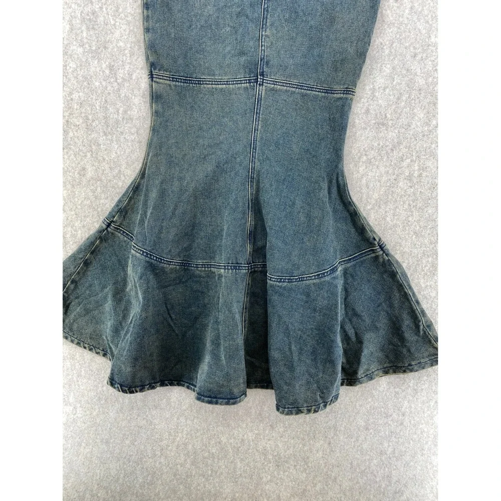 House of Sunny Courtyard Tulip Skirt Clay Grey Denim Mermaid Maxi Size 4 NEW
